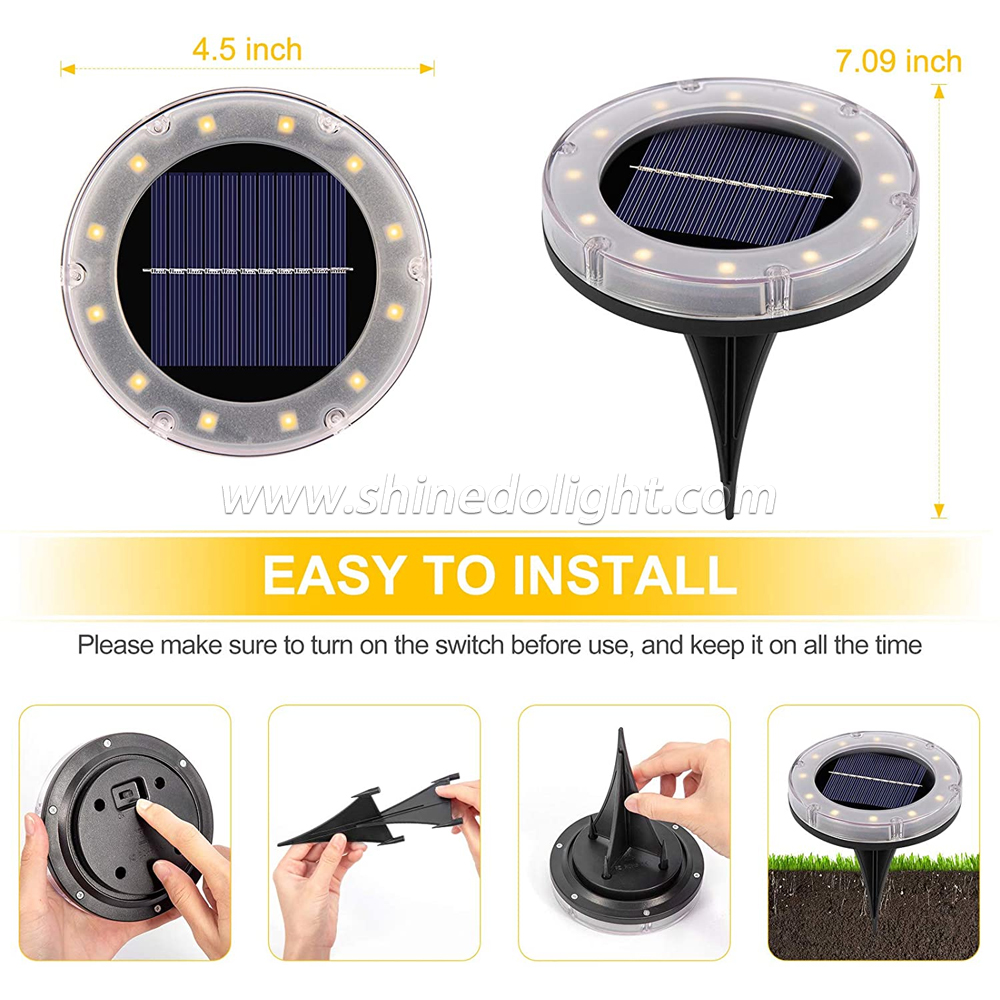 Shinedo Solar Ground Light Outdoor Warm White Solar Garden Light IP65 Waterproof Landscape Light for Yard and Walkway SD-SL778