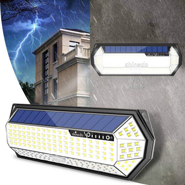 Hot Sale 18650 Rechargeable Battery Powered Waterfpfoof IP65 196 leds PIR Motion Solar Sensor Wall Light SD-SSE38