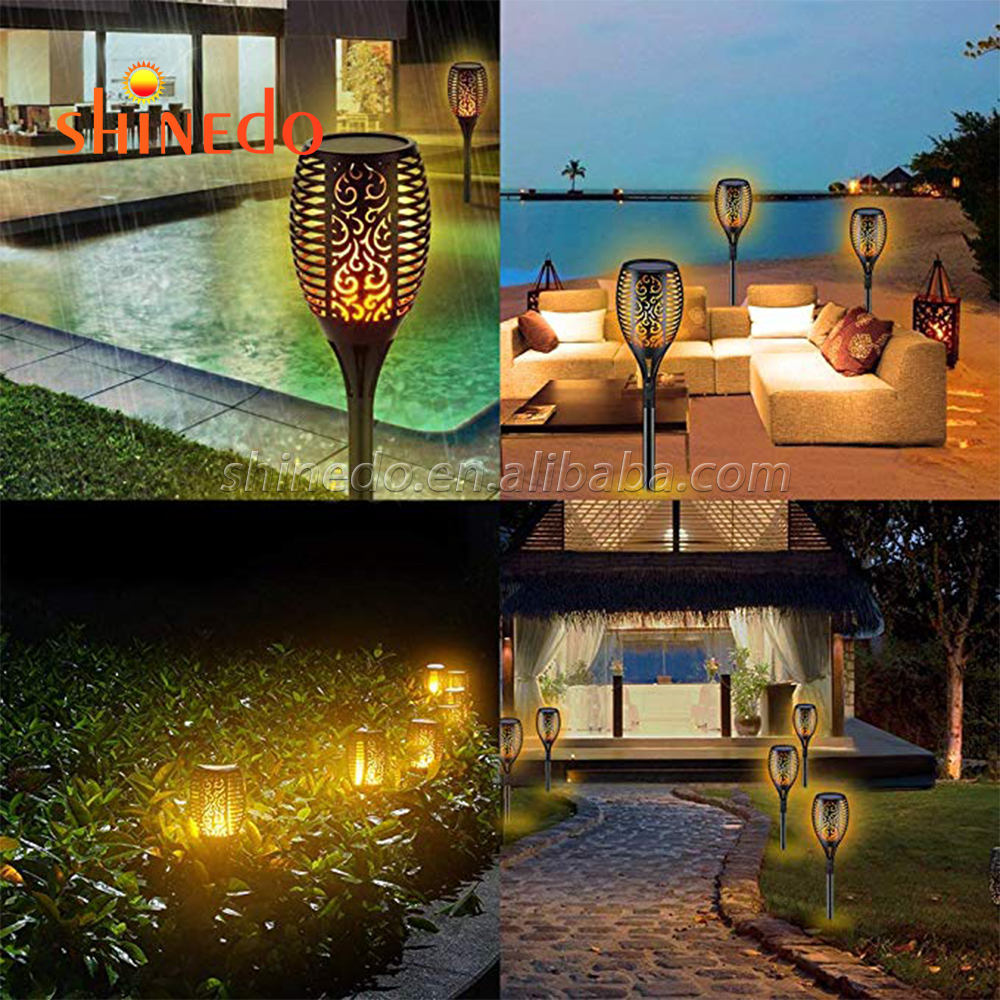 Waterproof Three Modes 96LED Solar Fire Flickering Flame lamp Garden Torch Light SD-SL092