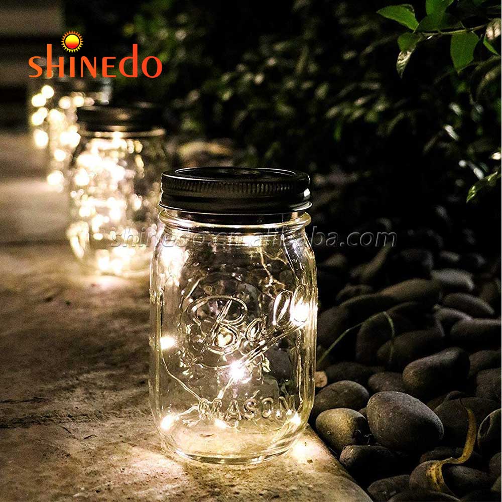 Decoration Sun Solar Glass Mason LED Jar Fairy Table Lights Waterproof SD-SJ12