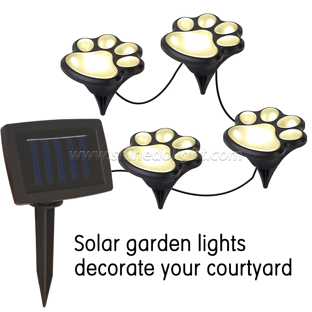 Paw Print Solar Outdoor Lights, Walkway Lighting Waterproof Dog Puppy Animal Paw Lights for Garden SD-SL160