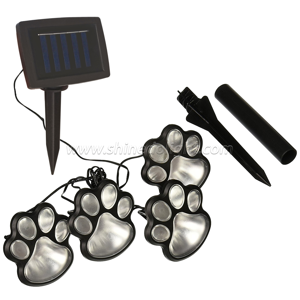 Paw Print Solar Outdoor Lights, Walkway Lighting Waterproof Dog Puppy Animal Paw Lights for Garden SD-SL160