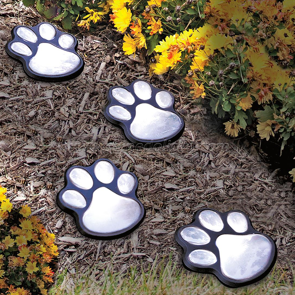 Paw Print Solar Outdoor Lights, Walkway Lighting Waterproof Dog Puppy Animal Paw Lights for Garden SD-SL160