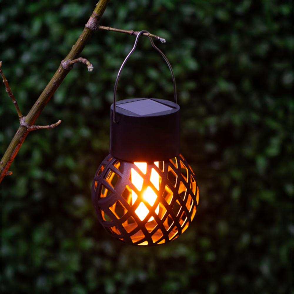 LED Outdoor Solar Light Garden Light Hanging Chandelier Lamp Hollow Garden Decoration Flame Lamp Solar Lantern Ornament SD-SL970