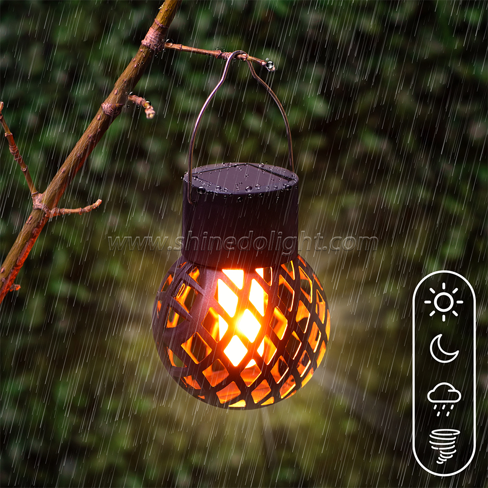 LED Outdoor Solar Light Garden Light Hanging Chandelier Lamp Hollow Garden Decoration Flame Lamp Solar Lantern Ornament SD-SL970