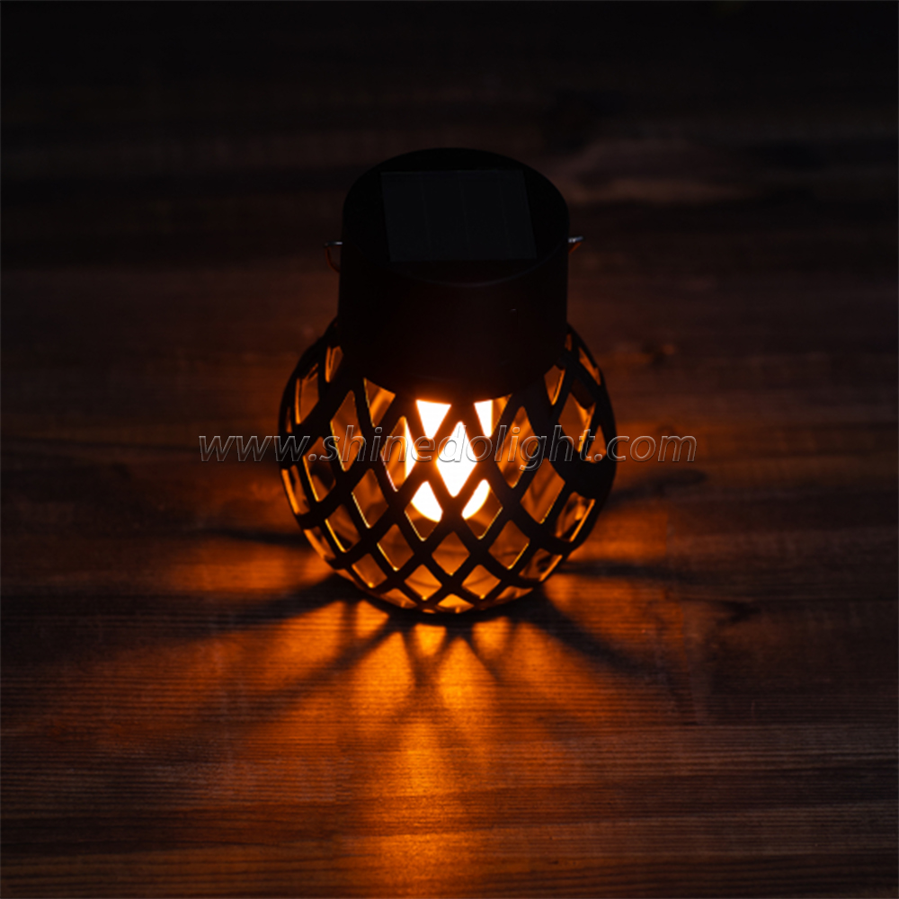 LED Outdoor Solar Light Garden Light Hanging Chandelier Lamp Hollow Garden Decoration Flame Lamp Solar Lantern Ornament SD-SL970
