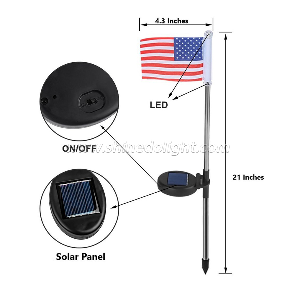 Solar Powered Light LED Flagpole Light Garden Flags Outdoor Garden Decoration SD-SL837