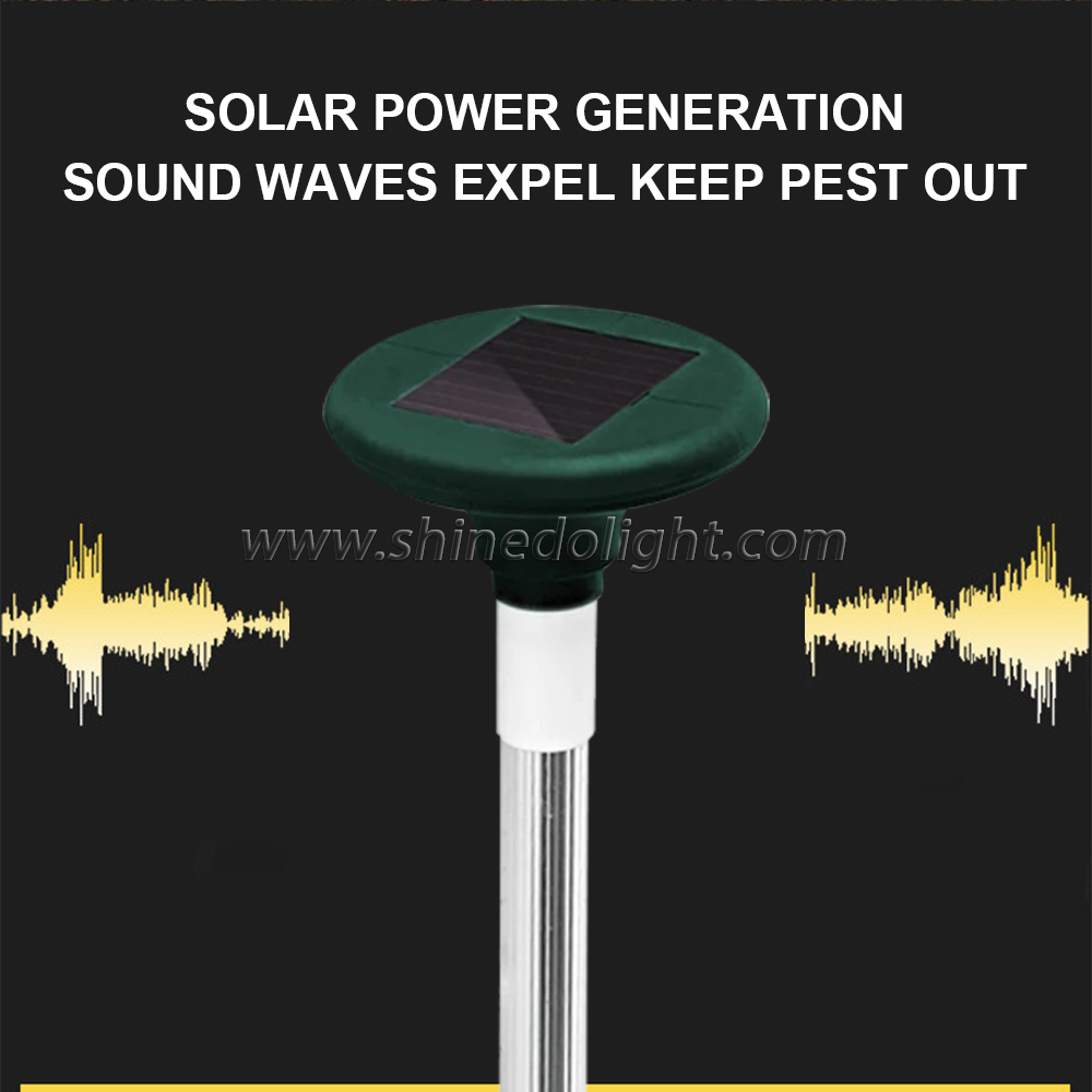 Waterproof Mole Repellent Gopher Repellent Ultrasonic Solar Powered Sonic Spike Mole and Vole Deterrent for Lawn Garden Outdoor SD-SL095