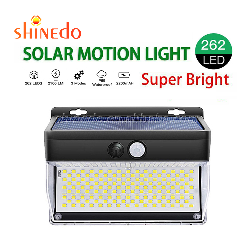 262 LED Solar Motion Sensor Lights Outdoor Super Bright 270 degrees High Illumination for Garden Yard Carbarn SD-SSE53