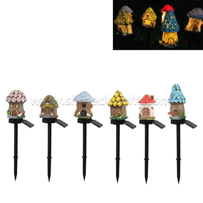 Craft Miniature House Solar Powered Led Light Garden Fairy Outdoor Walkway Sun Flower Resin Cottage Christmas Lamp Decoration SD-SL940