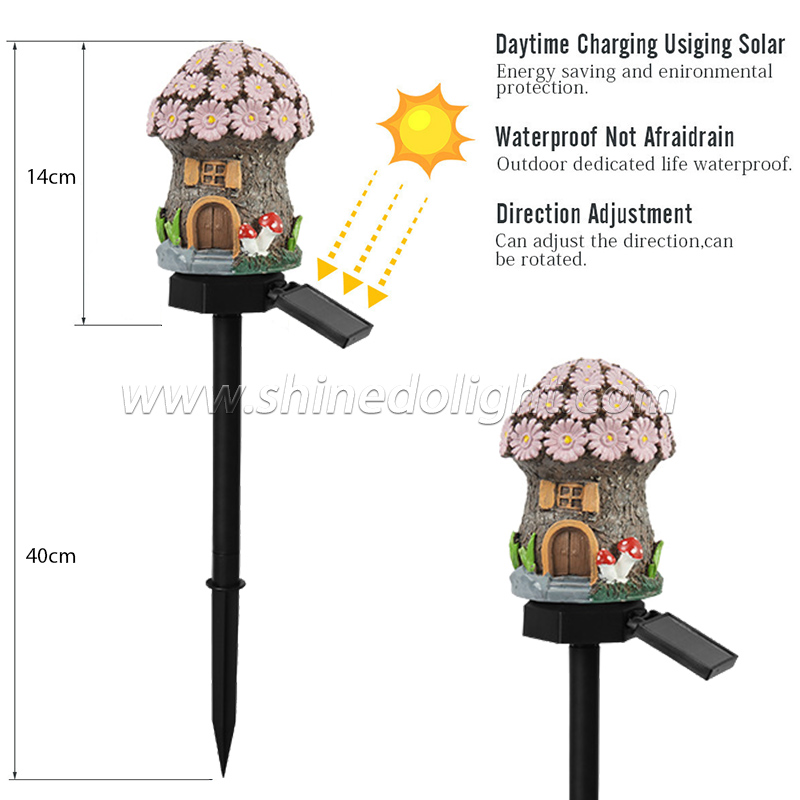 Craft Miniature House Solar Powered Led Light Garden Fairy Outdoor Walkway Sun Flower Resin Cottage Christmas Lamp Decoration SD-SL940