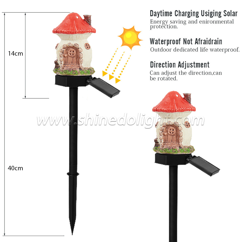 LED Solar Lawn Light Multi Craft Miniature Fairy House Solar Powered Outdoor Decor LED Garden Light Resin Cottage Christmas Lamp SD-SL942