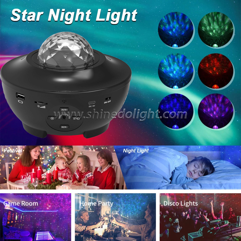 Smart Laser Starry Sky night light Projector BT Music Speaker Holiday Light Galaxy Star Projector With Remote Control SD-SP008