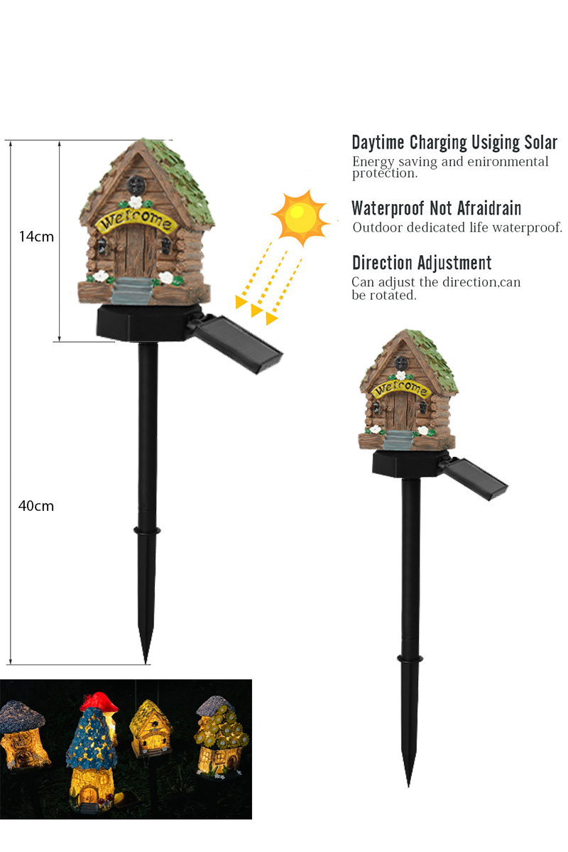 Cartoon Solar Resin House Ground Insert Lights Outdoor Waterproof LED Lights Garden Park Patio Decorative Lawn Landscape Lights SD-SL944