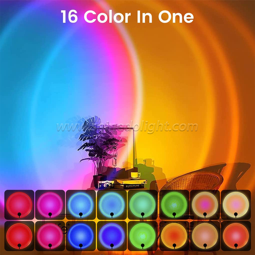 Halo Sunset Projector Led Floor RGB Modern Holiday Night Light Sunset Lamp for Photography Living Room Bedroom SD-SL223