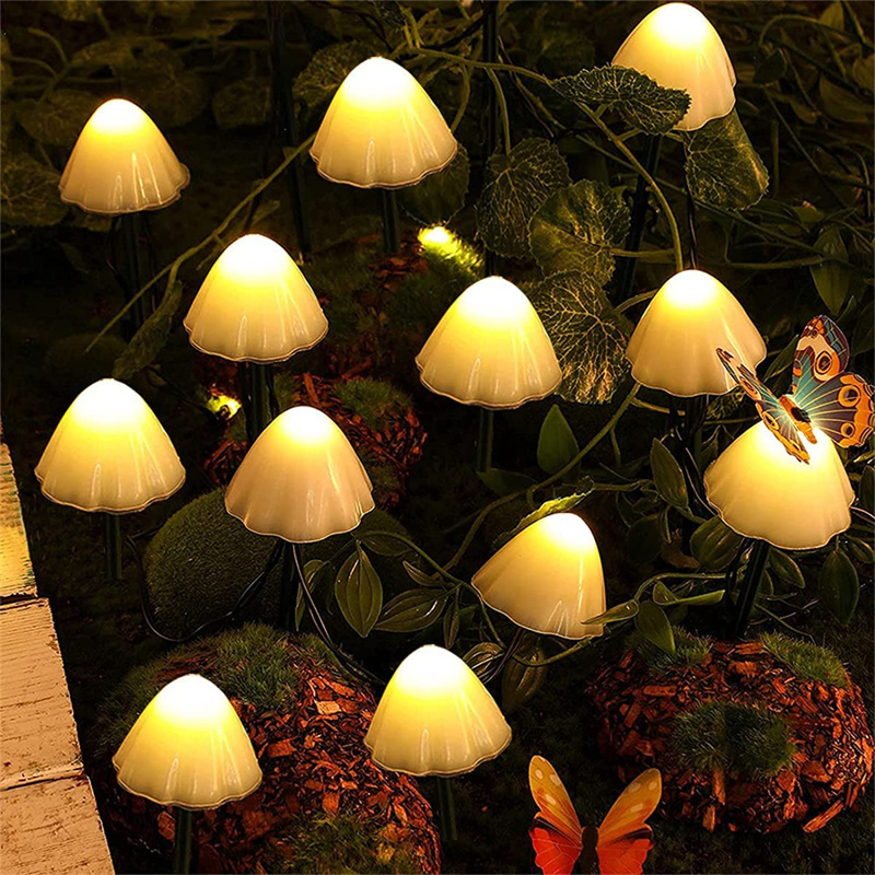 LED Solar String Lights Cute Mushroom Fairy Light IP65 Waterproof Valentine Garland Lamps Patio Fence Garden Decor SD-SSL104