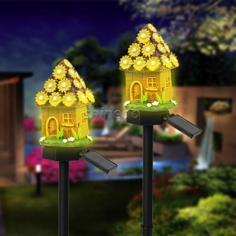 Home Decoration Accessories Solar Powered Outdoor Patio Lighting Tree House Garden Decoration Resin Fairy Garden SD-SL945