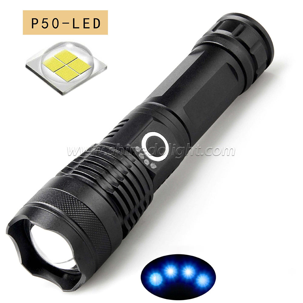 Super Bright Outdoor Aluminum Waterproof with P50 LED Rechargeable Torch Flashlight SD-SL308 