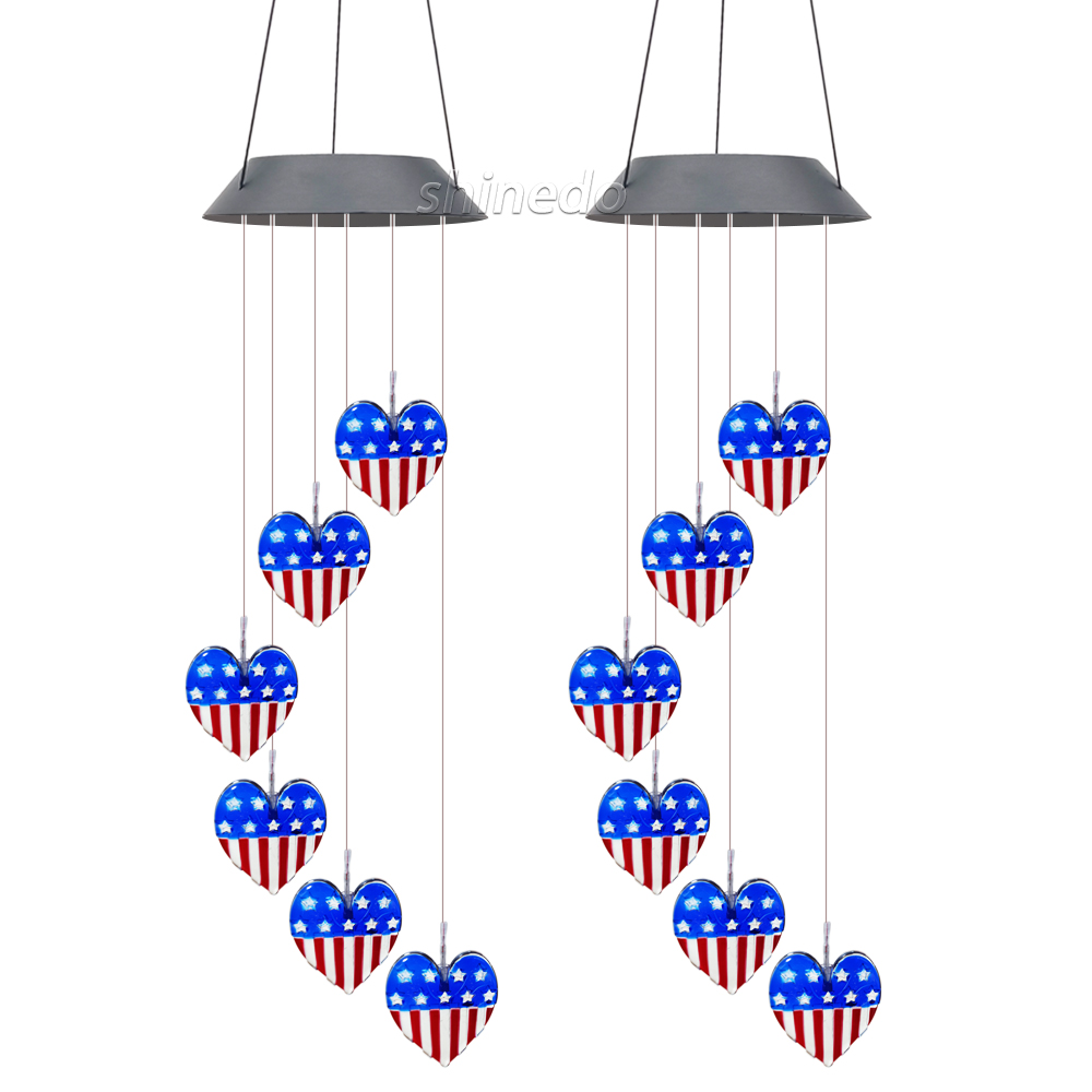 Hot Selling Outdoor Solar Wind Chime Heart Shaped LED Romantic Windchimes Mobile Portable Romantic Decoration SD-SW009