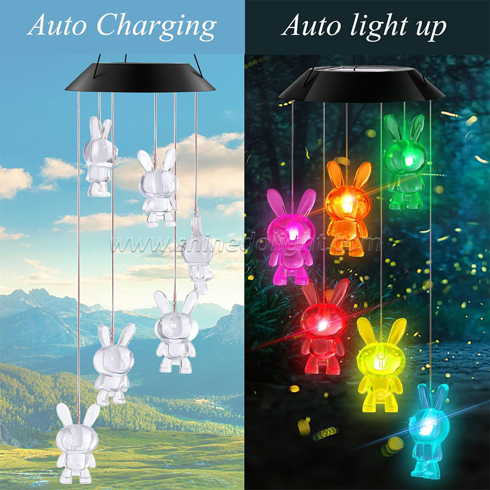 Color Changing Solar Power Wind Chime Hummingbird Waterproof Outdoor Decoration Light for Patio Yard Garden SD-SW254