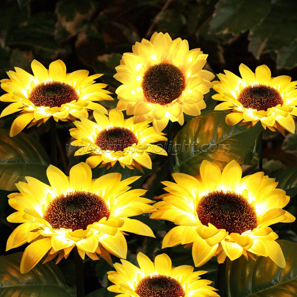 Solar Sunflower Light 2 Pack Powered Outdoor Lights Decorations 6 Led Colorful Christmas Decoration Solar flower Light SD-SL798