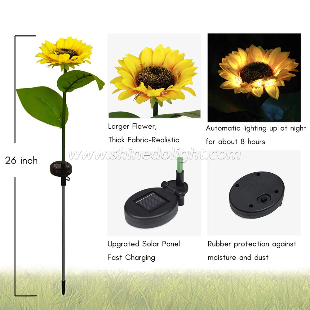 Solar Sunflower Light 2 Pack Powered Outdoor Lights Decorations 6 Led Colorful Christmas Decoration Solar flower Light SD-SL798