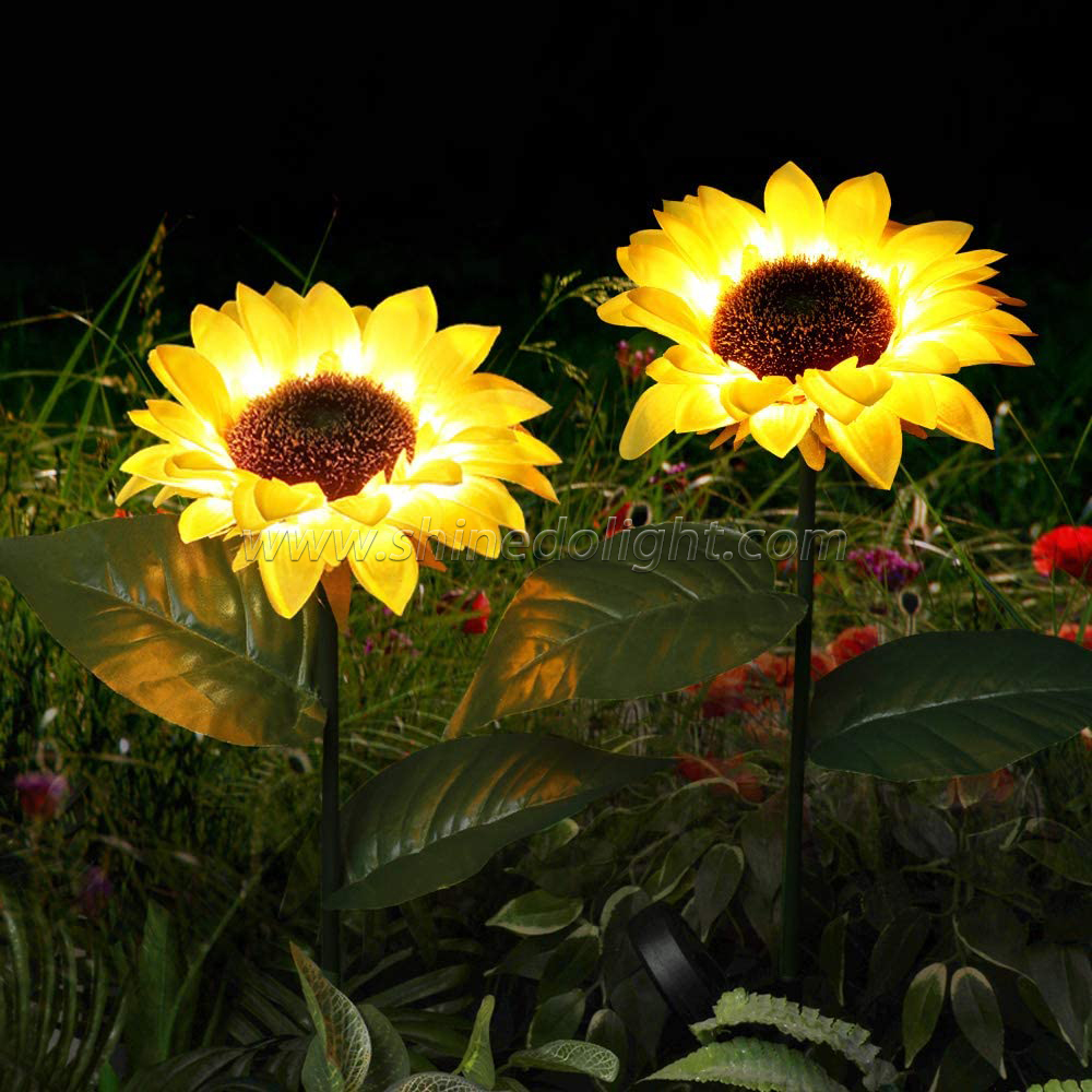 Solar Sunflower Light 2 Pack Powered Outdoor Lights Decorations 6 Led Colorful Christmas Decoration Solar flower Light SD-SL798