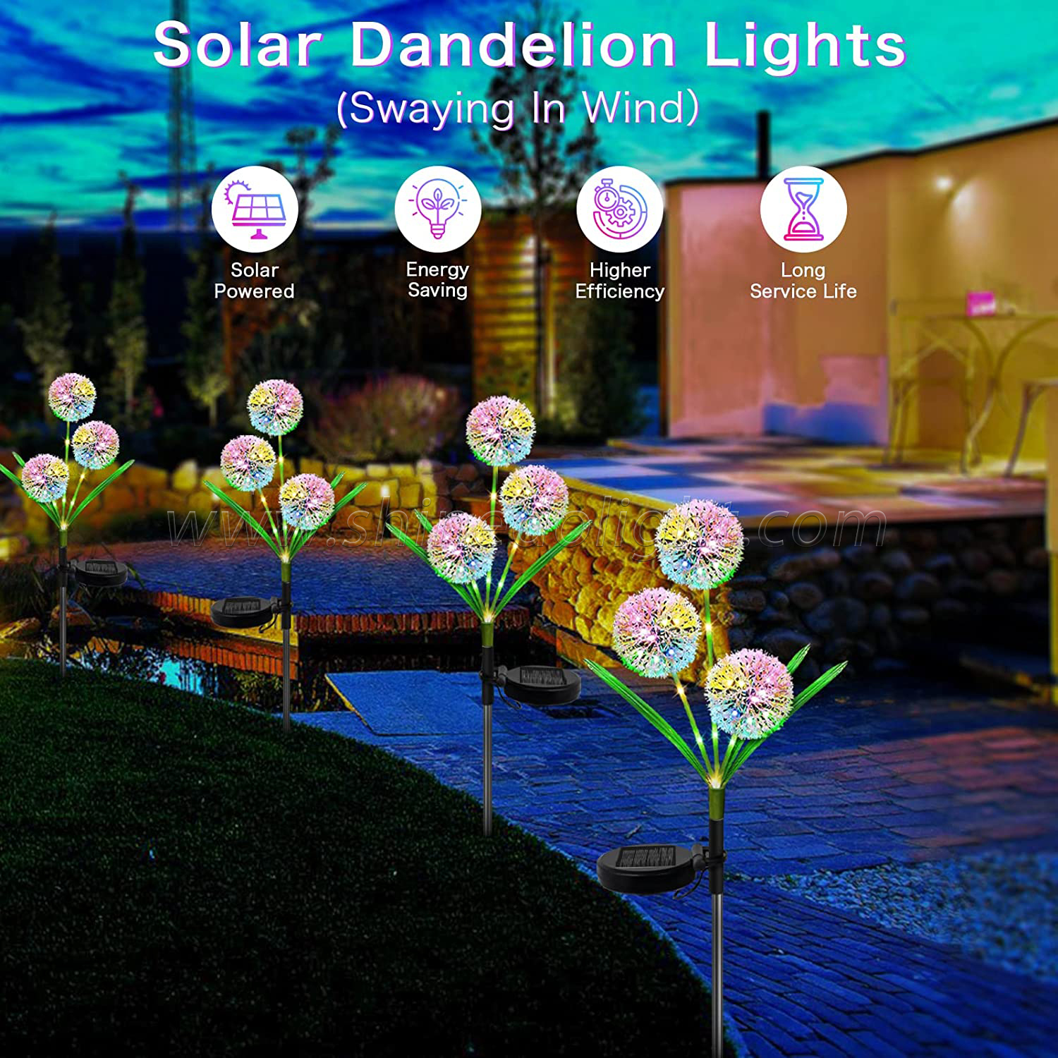 LED solar garden flower RGB color ground inserted lights for garden patio decoration SD-SL954