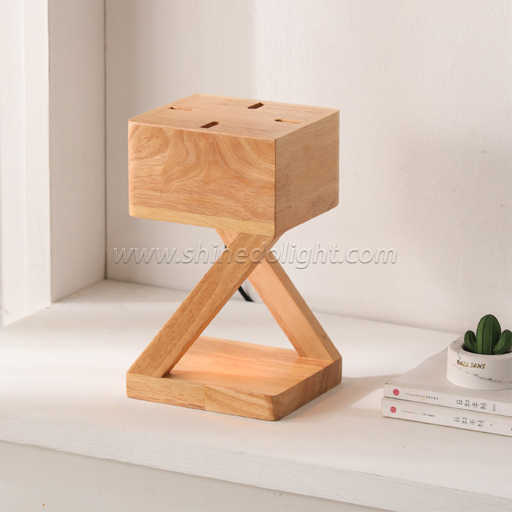 Solid Wood Lamp Body Electric Candle Warmer Lamp Wax Melt Lamps for Bedroom Hotel Night Lights SD-SL1142