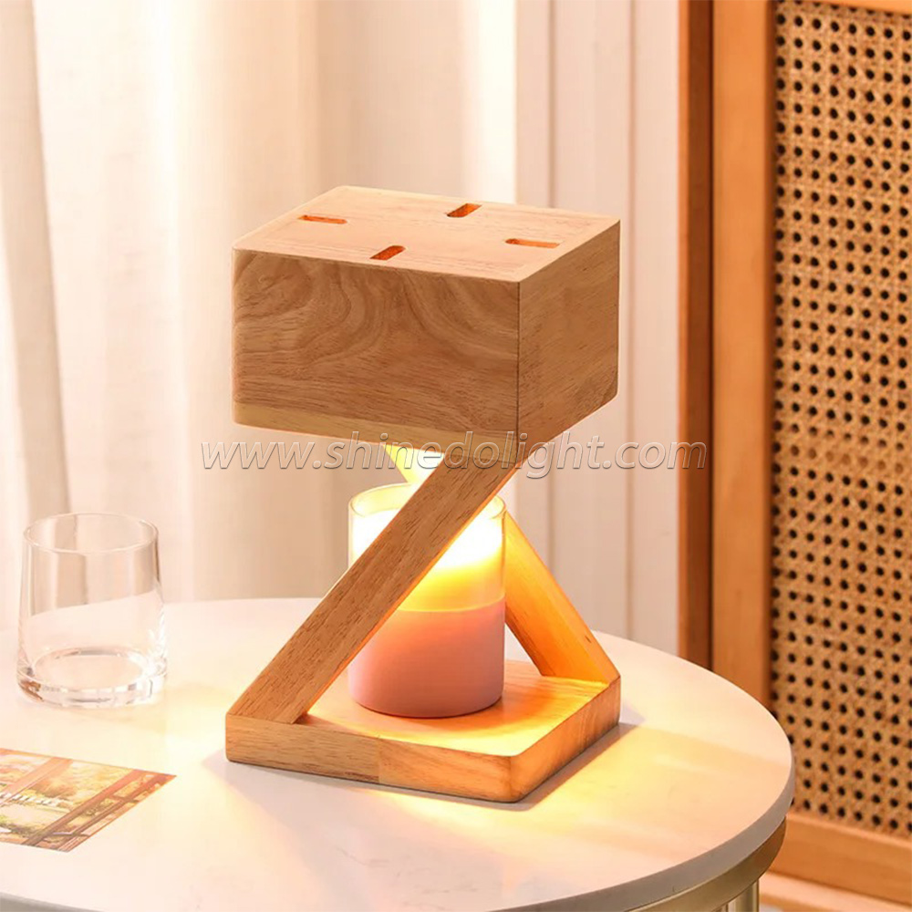 Solid Wood Lamp Body Electric Candle Warmer Lamp Wax Melt Lamps for Bedroom Hotel Night Lights SD-SL1142