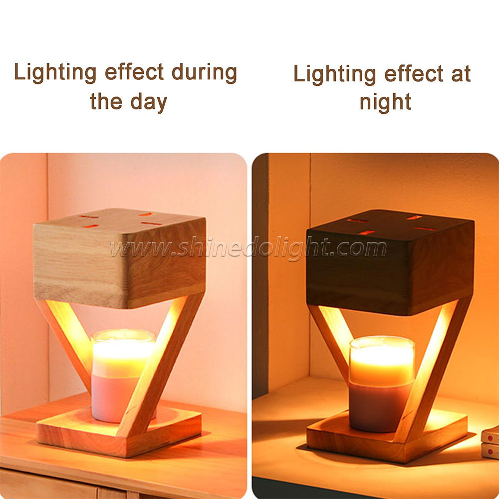 Solid Wood Lamp Body Electric Candle Warmer Lamp Wax Melt Lamps for Bedroom Hotel Night Lights SD-SL1142