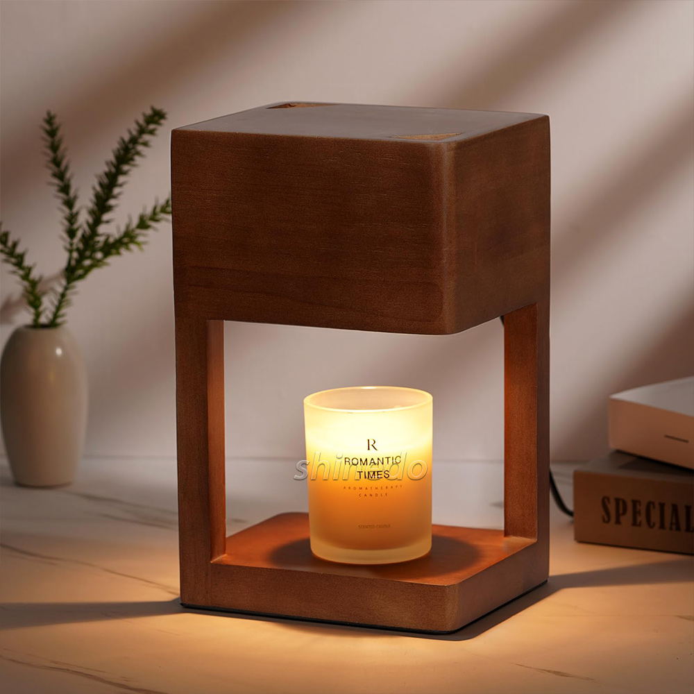 Simple Dimmable Solid Wood Lamp Body Electric Candle Warmer Lamp Wax Melt Lamps for Bedroom Hotel Night Lights SD-SL1143