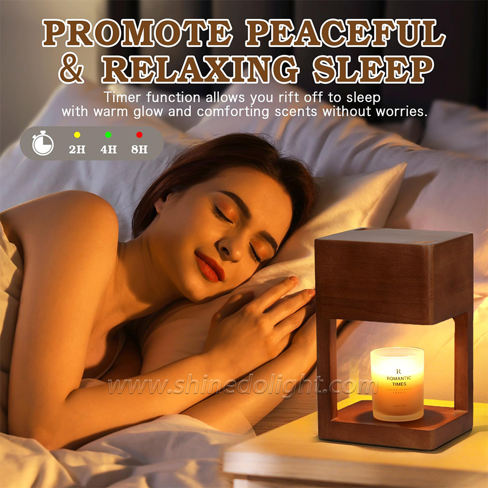 Simple Dimmable Solid Wood Lamp Body Electric Candle Warmer Lamp Wax Melt Lamps for Bedroom Hotel Night Lights SD-SL1143