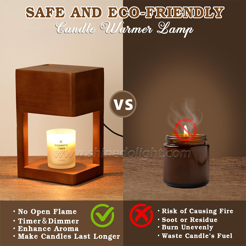 Simple Dimmable Solid Wood Lamp Body Electric Candle Warmer Lamp Wax Melt Lamps for Bedroom Hotel Night Lights SD-SL1143