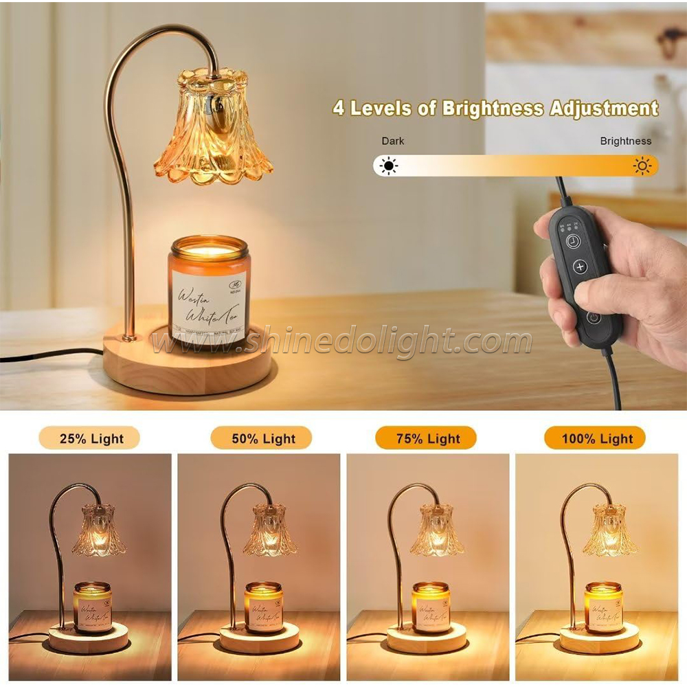 Candle Warmer Lamp Timer Vintage Crystal Candle Wax Warmer with Dimmer Safe Light Warmer for Jar Candle Home Decoration SD-SL1186