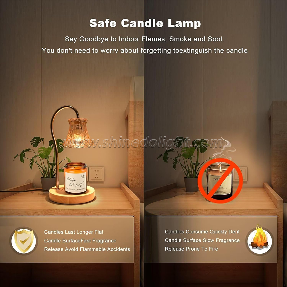 Candle Warmer Lamp Timer Vintage Crystal Candle Wax Warmer with Dimmer Safe Light Warmer for Jar Candle Home Decoration SD-SL1186