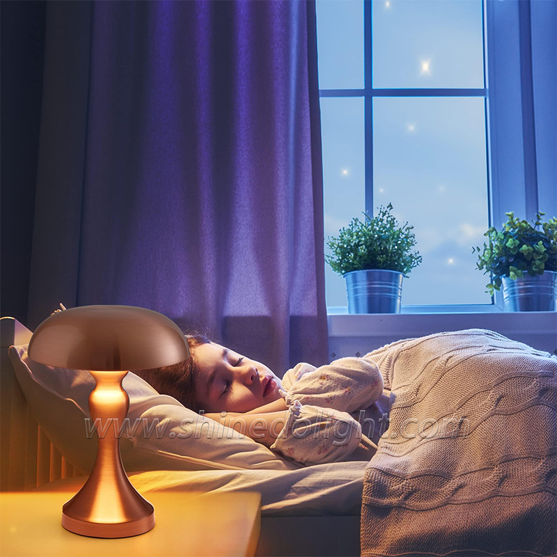 New Pattern Creative Plating Golden Table Lamp Simple Metal Bedroom Living Room Decoration Mushroom Desk LED Lighting SD-SR536