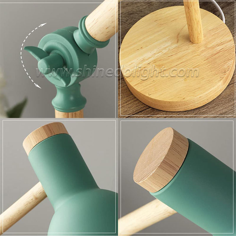 Wood Creative Nordic Table Lamp Wooden Head Simple Bedside Desk Light Eye Protection Reading&Bedroom Study Lamp SD-SR576