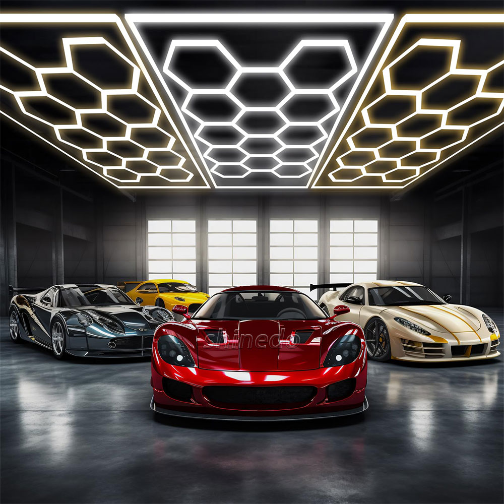 Custom Hexagon Workshop clothing store Lights Led For Car Shop And Garage honeycomb lights Led hexagon Work Garage Light Ceil SD-SL1085