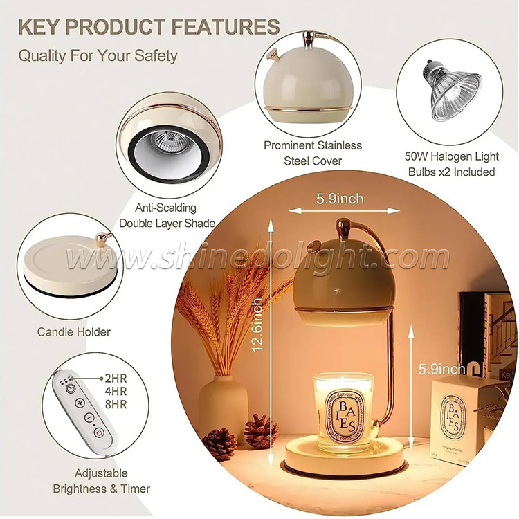 White Lampshade Aroma Wax Candle Warmers Light Indoor Bedside Lamp Gifts Scented Candle Warmer Melting Lamp Electric Flameless SD-SL1552