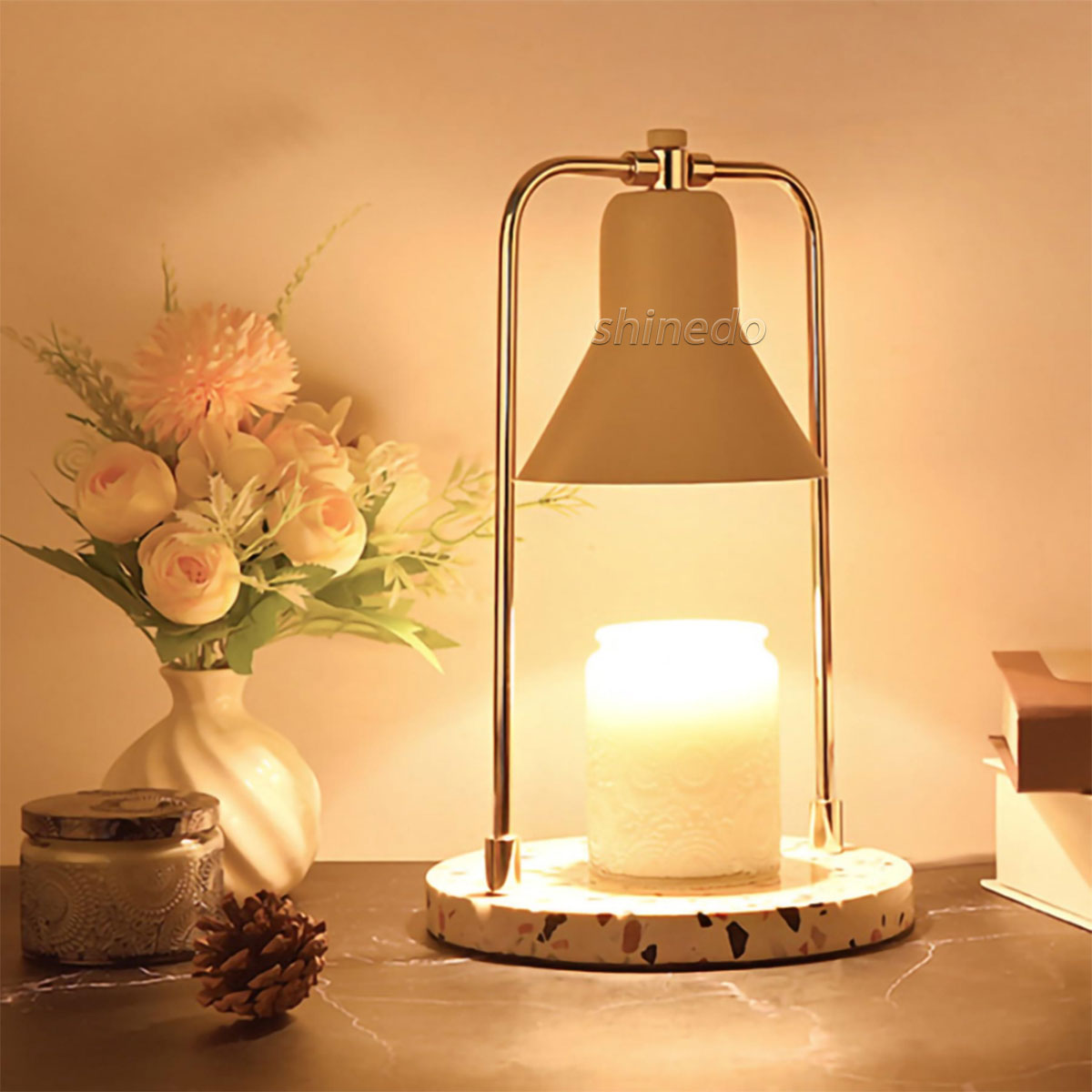 Marble Melting Candle Lamp Perfumed Gift Table Lamp Smokeless Temperature Control Aromatherapy Melting Wax Candle Warmer Lamp SD-SL1781