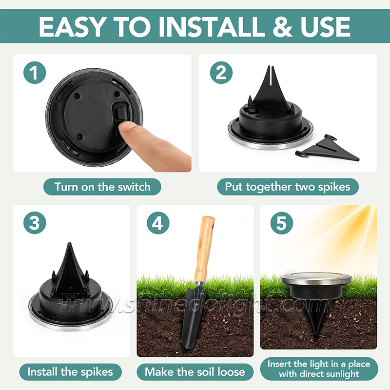 Walkway Solar Disk Pathway light Outdoor Garden Landscape Spotlight Light Waterproof Mini 8 Led Outdoor Solar Lawn Ground Light SD-SL1431