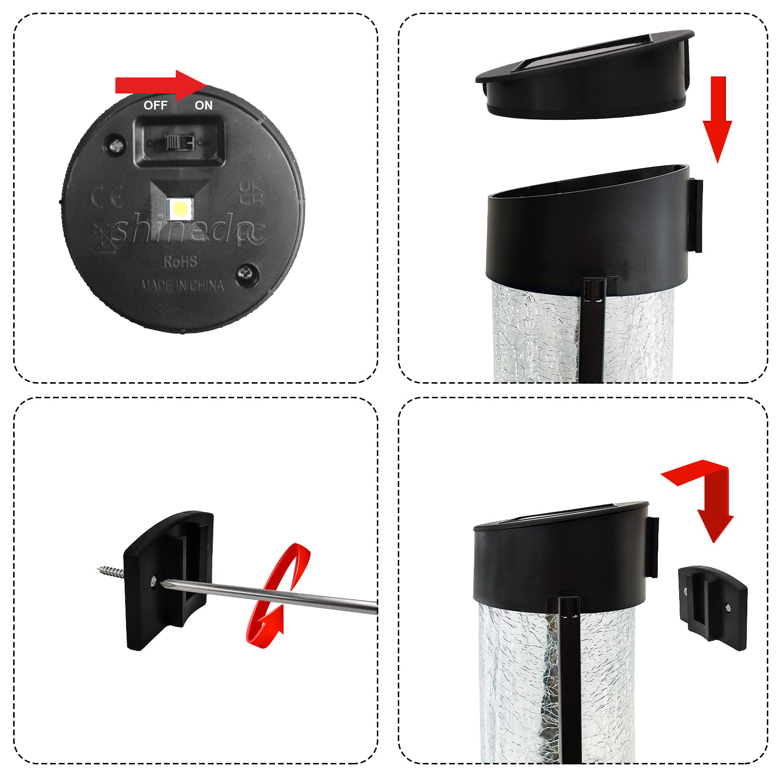 Solar Powered LED Cracked Wall Hanging Light Outdoor Landscape Glass Bottle lamp Christmas Decoration Lights Solar Garden Light SD-SL1912