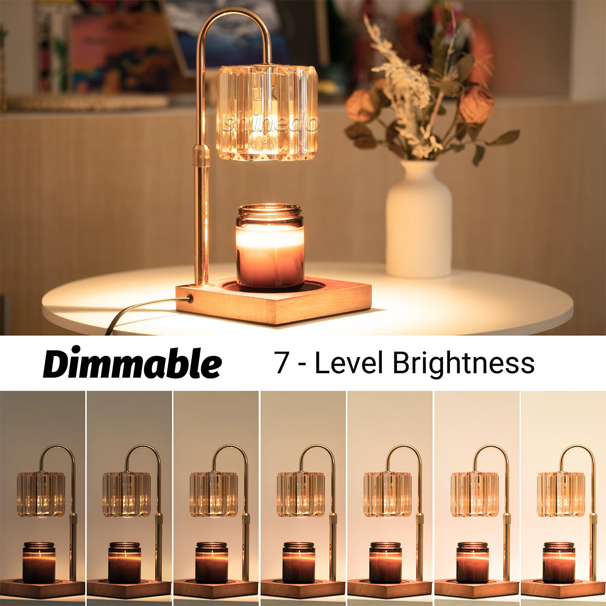 Adjustable height crystal wax melting lamp timing switch diffused fragrance-free candle light night light SD-SL1823