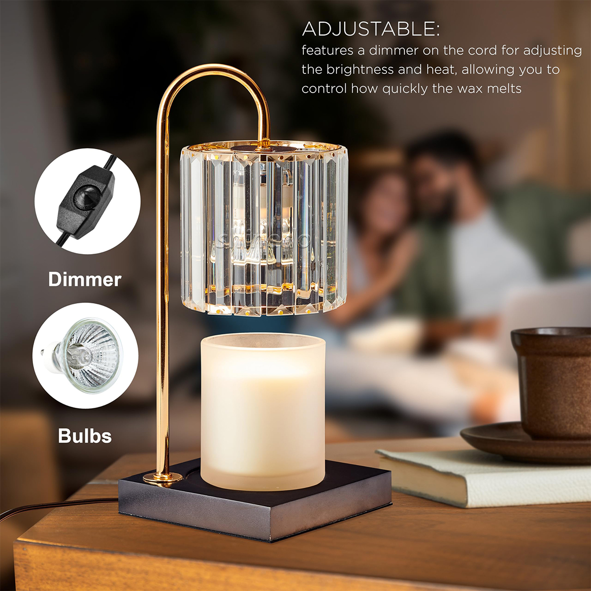 Adjustable height crystal wax melting lamp timing switch diffused fragrance-free candle light night light SD-SL1823
