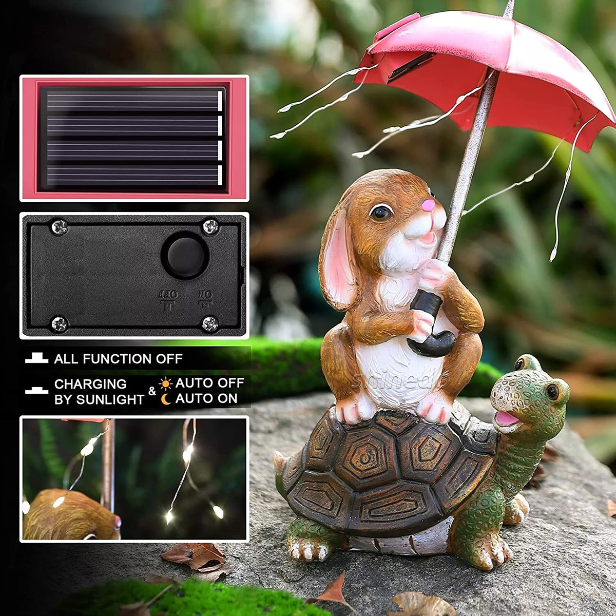 Custom patio garden resin cartoon umbrella rabbit creative outdoor decorations SD-SL1837