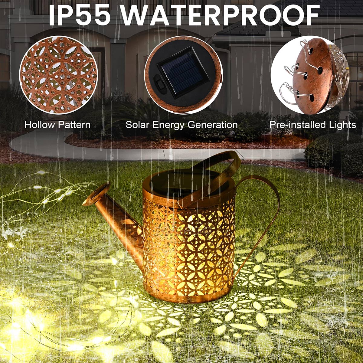 solar wrought iron water kettle with outdoor patio garden decorative lawn lights SD-SL1991