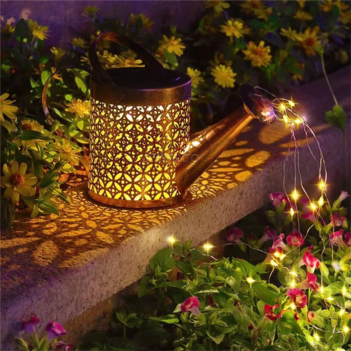 solar wrought iron water kettle with outdoor patio garden decorative lawn lights SD-SL1991