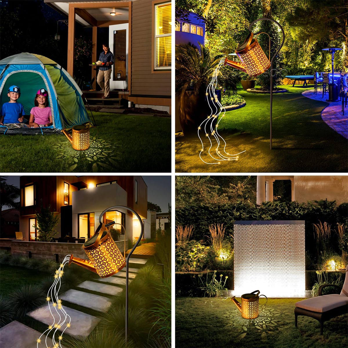 solar wrought iron water kettle with outdoor patio garden decorative lawn lights SD-SL1991