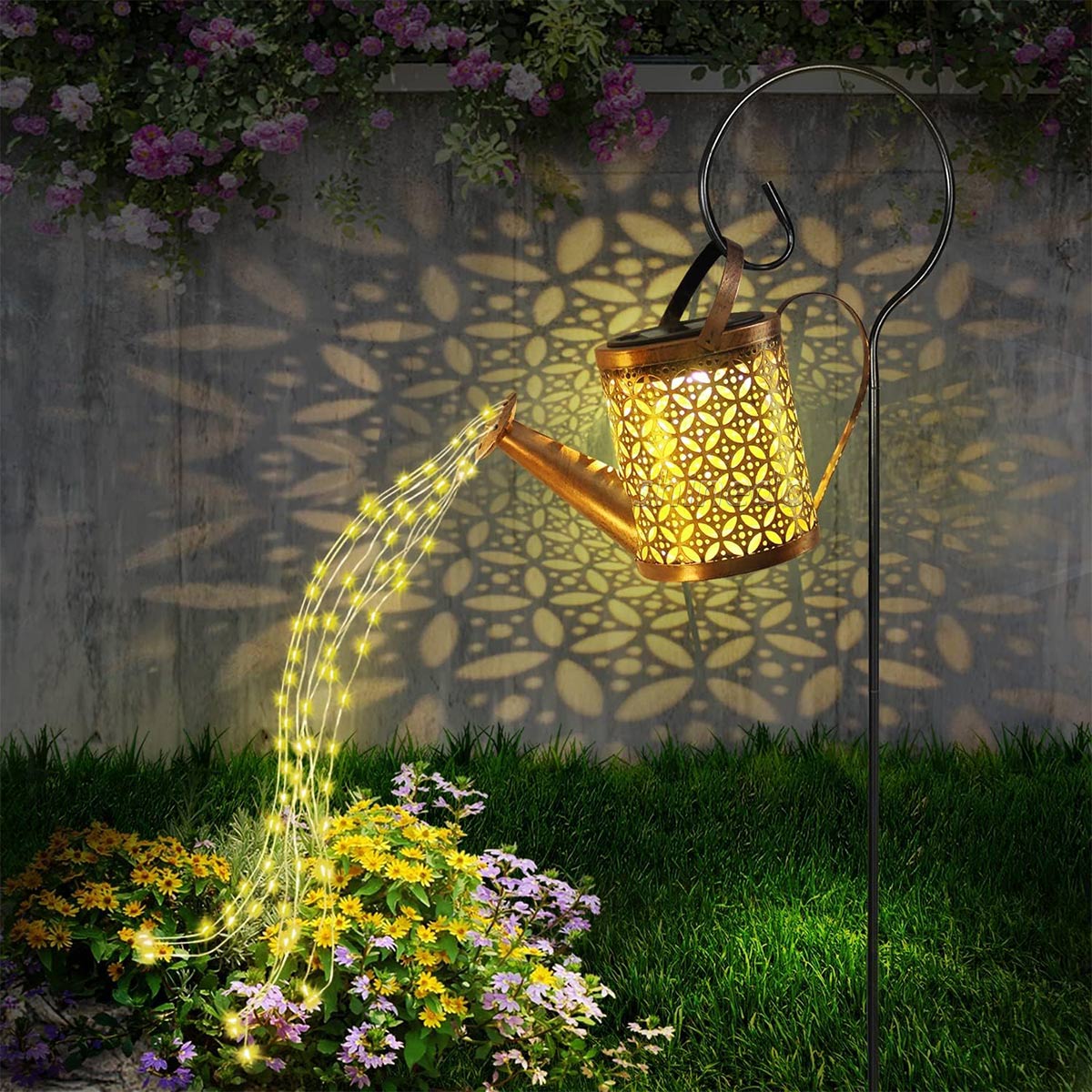 solar wrought iron water kettle with outdoor patio garden decorative lawn lights SD-SL1991